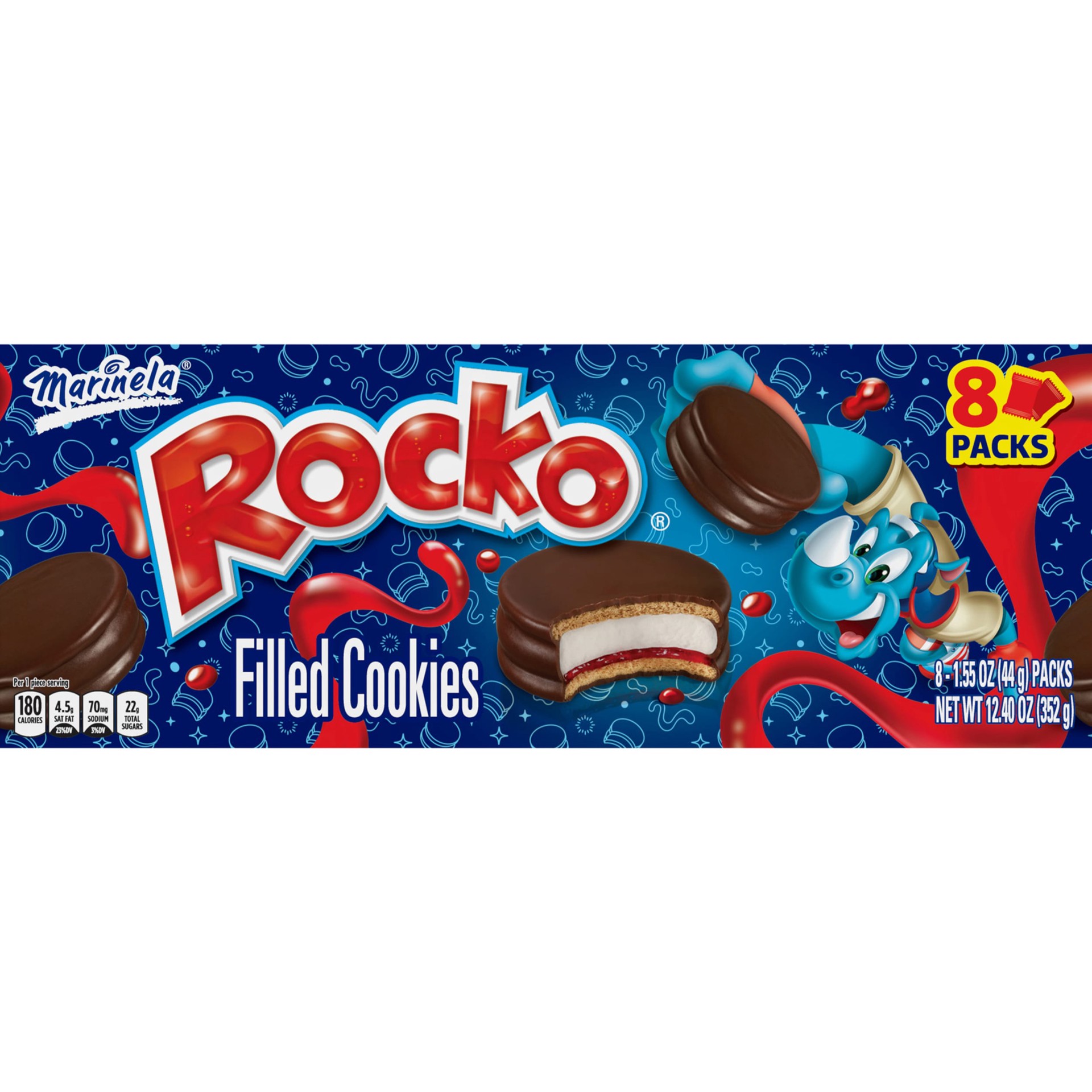 slide 1 of 7, Marinela Rocko Strawberry and Marshmallow Filled Cookies, 8 count, Cookies, 12.40 oz Box, 8 ct