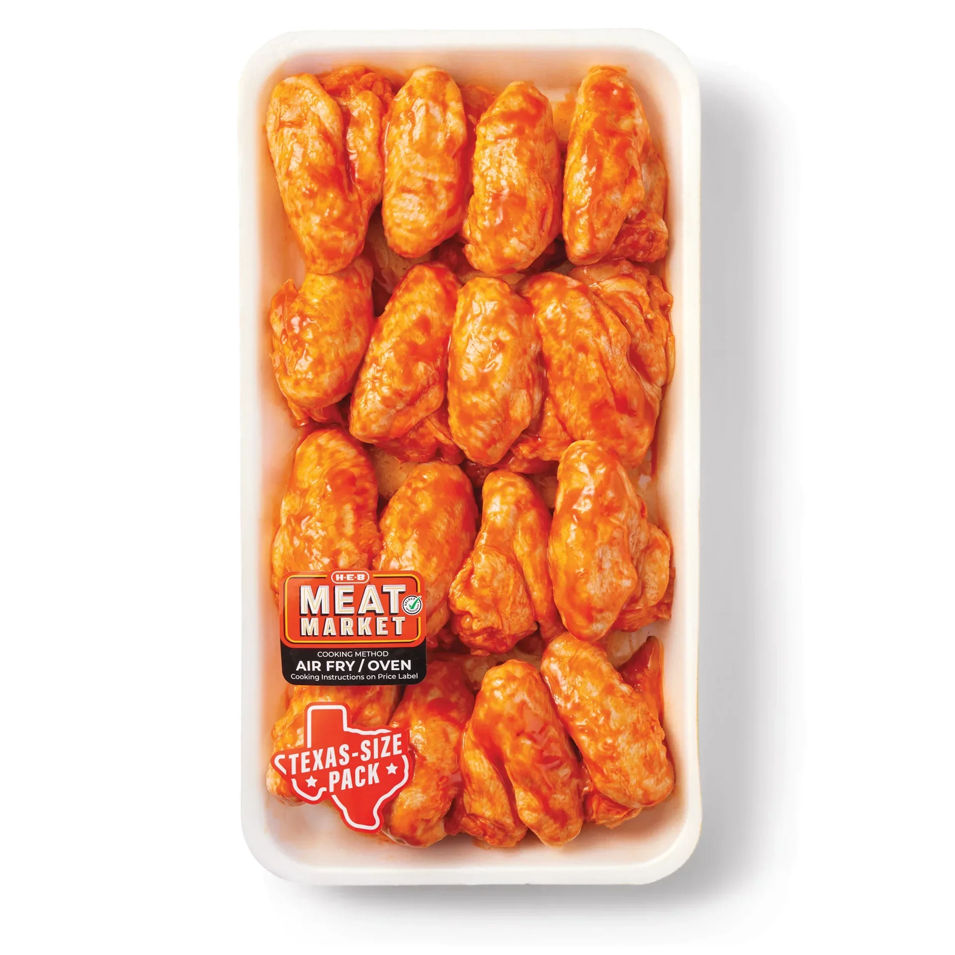slide 1 of 1, H-E-B Meat Market Marinated Whole Chicken Hot Wings - Texas-Size Pack, per lb