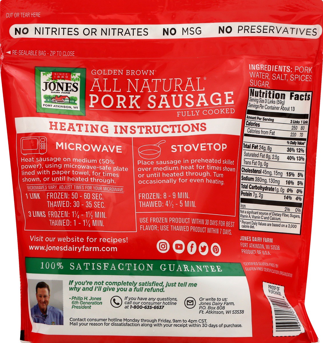 slide 3 of 9, Jones Dairy Farm Golden Brown Mild Pork Sausage Links 40 ea, 40 ct