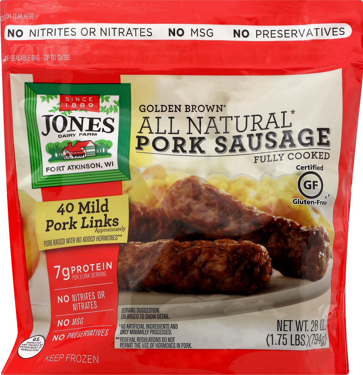 slide 4 of 9, Jones Dairy Farm Golden Brown Mild Pork Sausage Links 40 ea, 40 ct