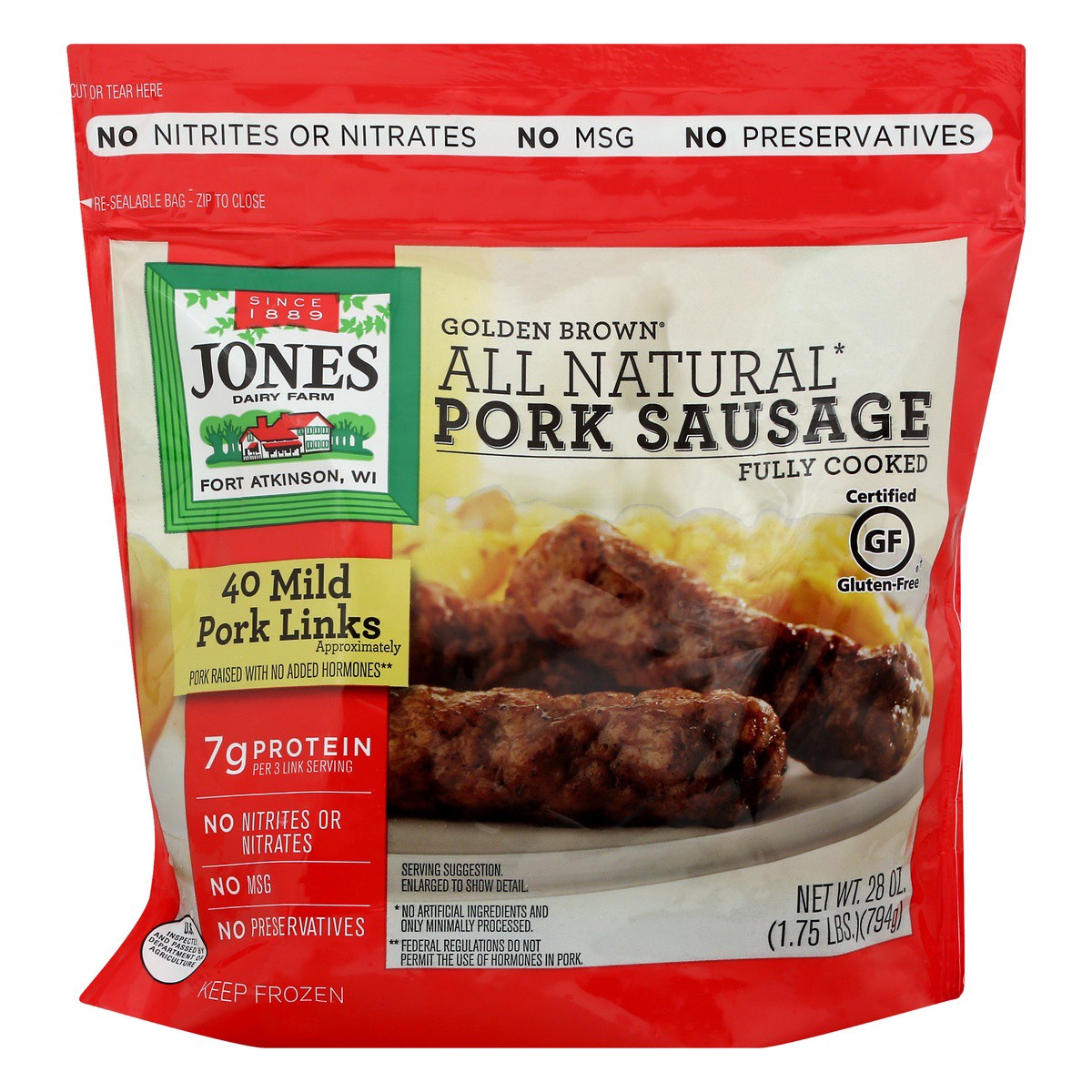 slide 1 of 9, Jones Dairy Farm Golden Brown Mild Pork Sausage Links 40 ea, 40 ct