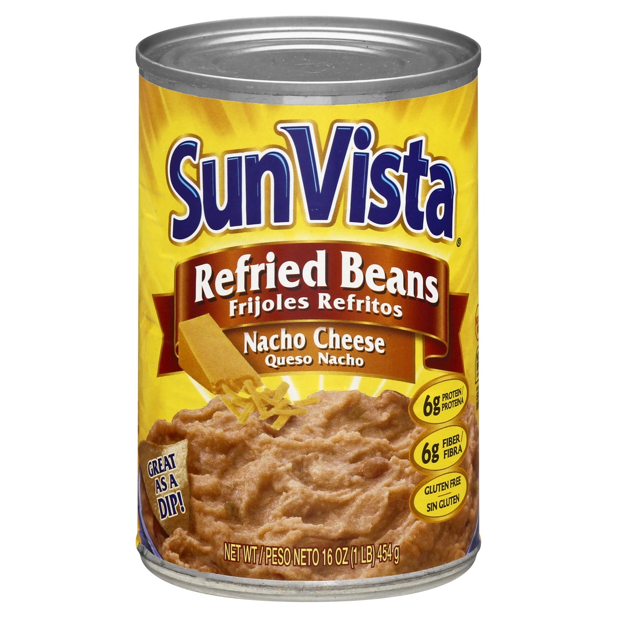 slide 1 of 1, Sun Vista Nacho Cheese Refried Beans, 15 oz