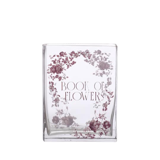 slide 1 of 3, 8" Book Of Flowers Decorative Glass Container By Ashland, 6.25 in x 1.88 in x 8.13 in