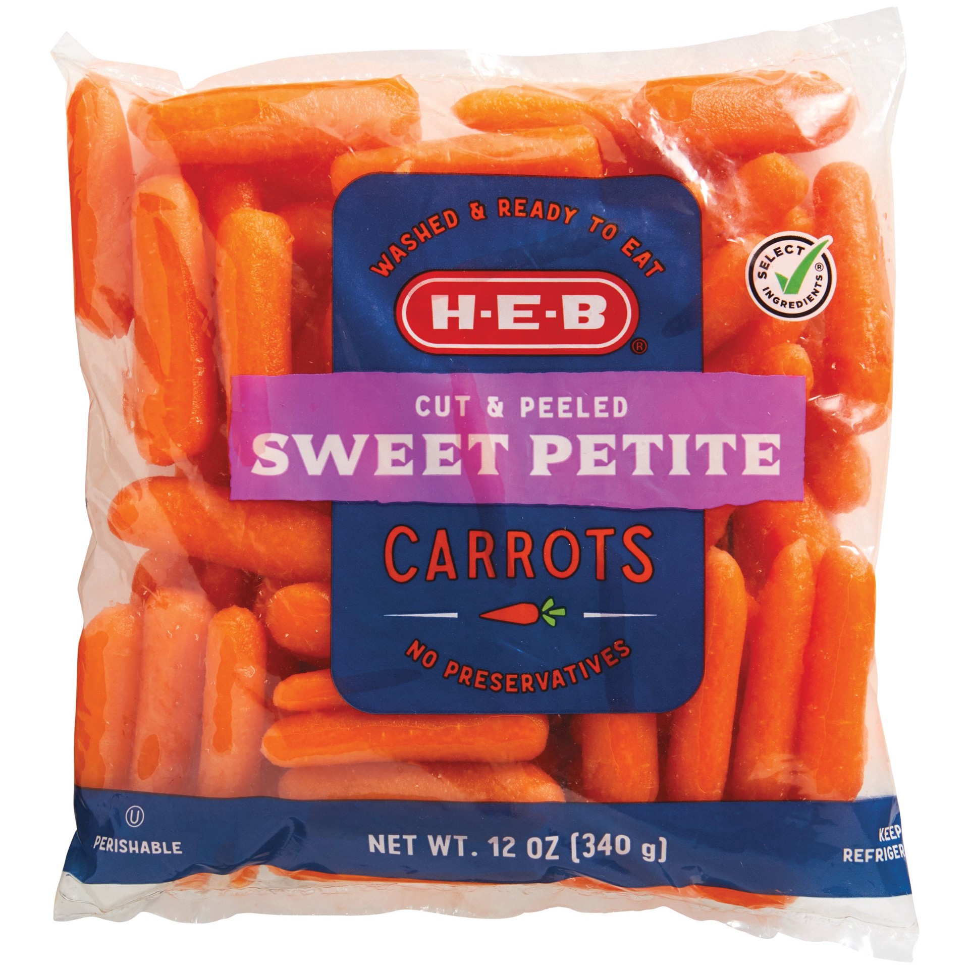 slide 1 of 1, H-E-B Fresh Sweet Petite Baby Carrots, 12 oz