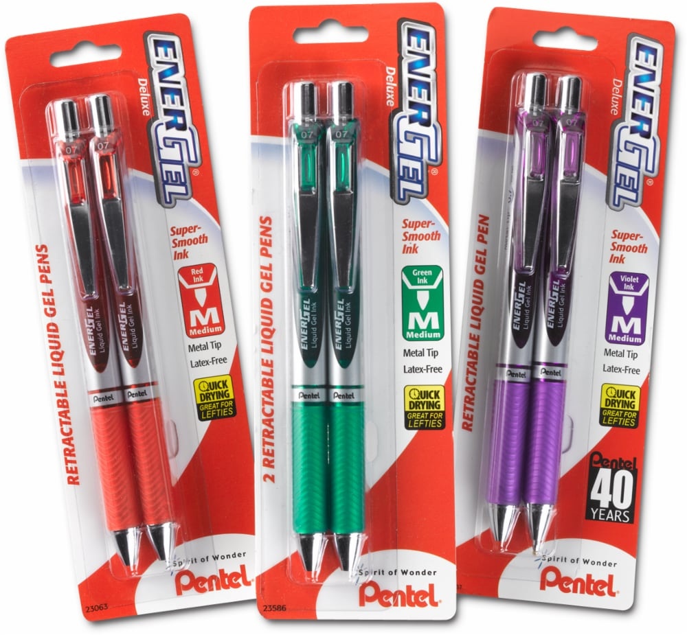 slide 1 of 1, Pentel Energel Deluxe Retractable Gel Pen - Assorted, 2 ct