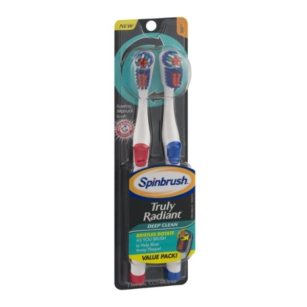 slide 1 of 1, Arm & Hammer Spinbrush Truly Radiant Deep Clean Soft Toothbrush, 2 ct