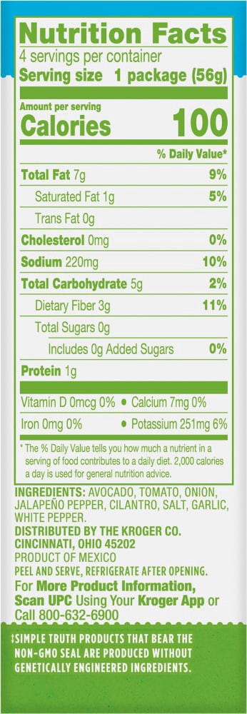 slide 3 of 4, Simple Truth Single Serve Traditional Guacamole, 4 ct; 2 oz