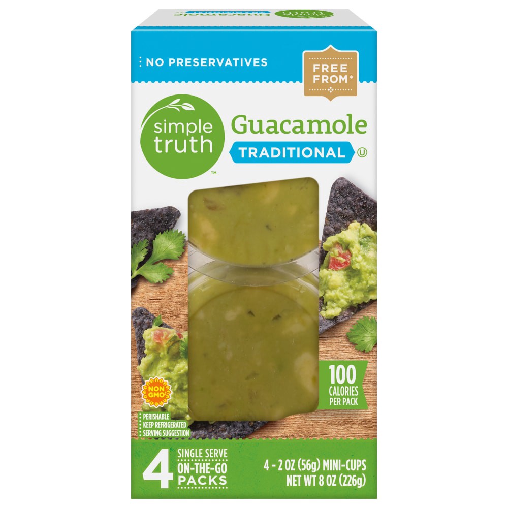 slide 1 of 4, Simple Truth Single Serve Traditional Guacamole, 4 ct; 2 oz