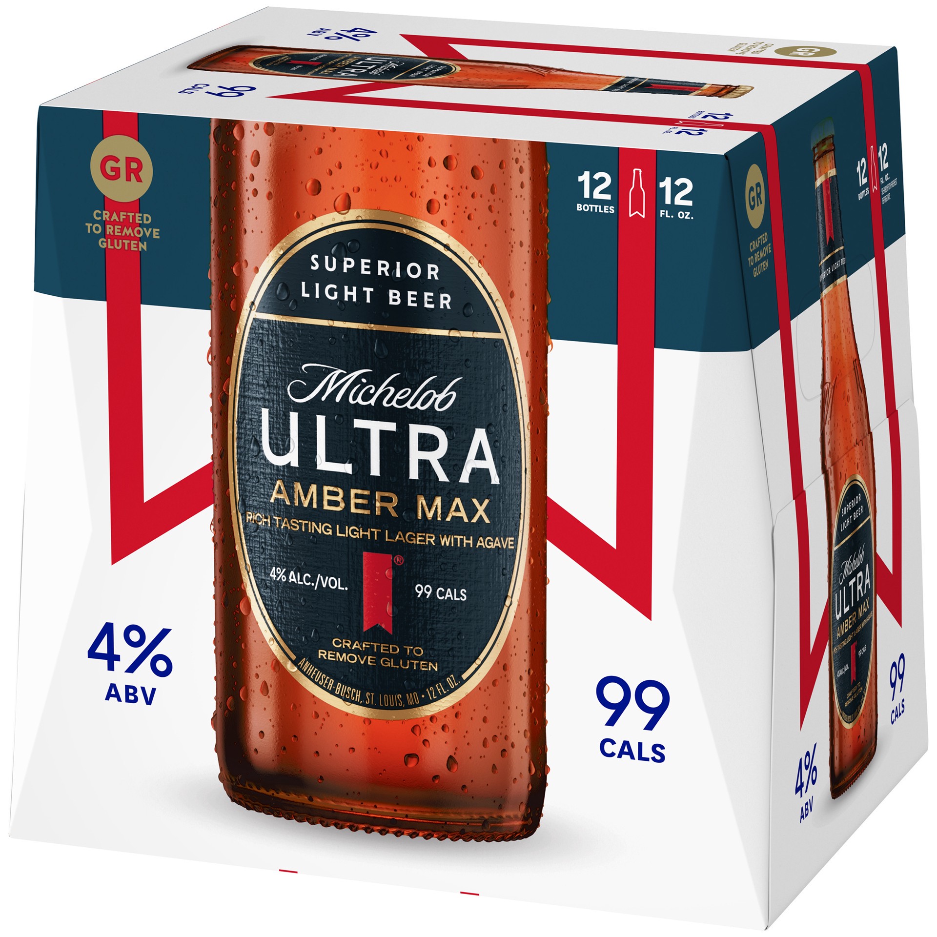 slide 2 of 3, Michelob Ultra Amber Max Light Lager Beer 12 ea, 12 ct; 12 oz