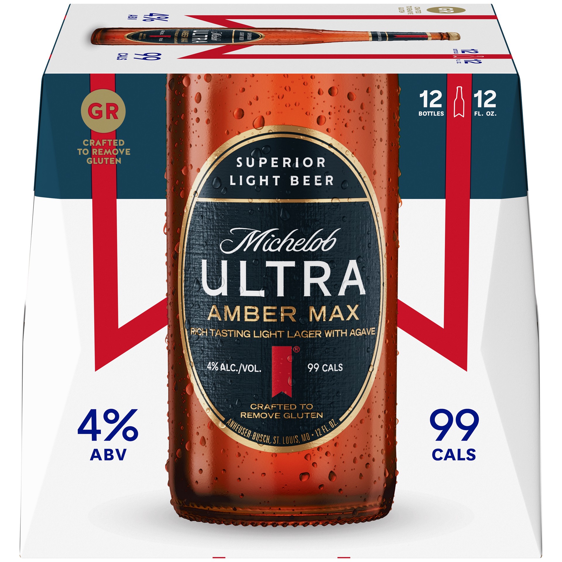 slide 3 of 3, Michelob Ultra Amber Max Light Lager Beer 12 ea, 12 ct; 12 oz