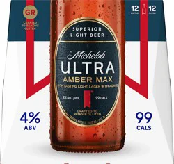 Michelob ULTRA Amber Max American Lager Beer 12 Pack, 12 fl oz Bottles