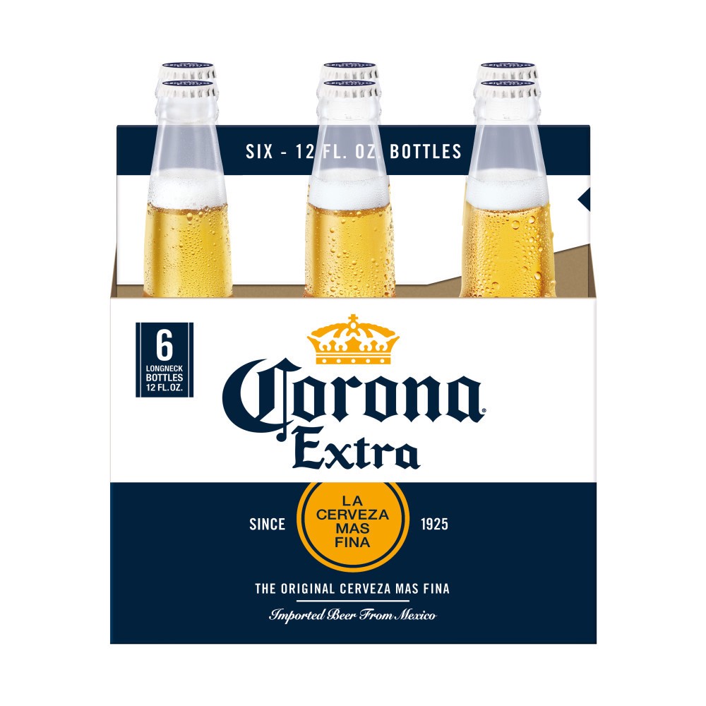 slide 1 of 98, Corona Extra Mexican Lager Import Beer, 6 pk 12 fl oz Bottles, 4.6% ABV, 72 fl oz