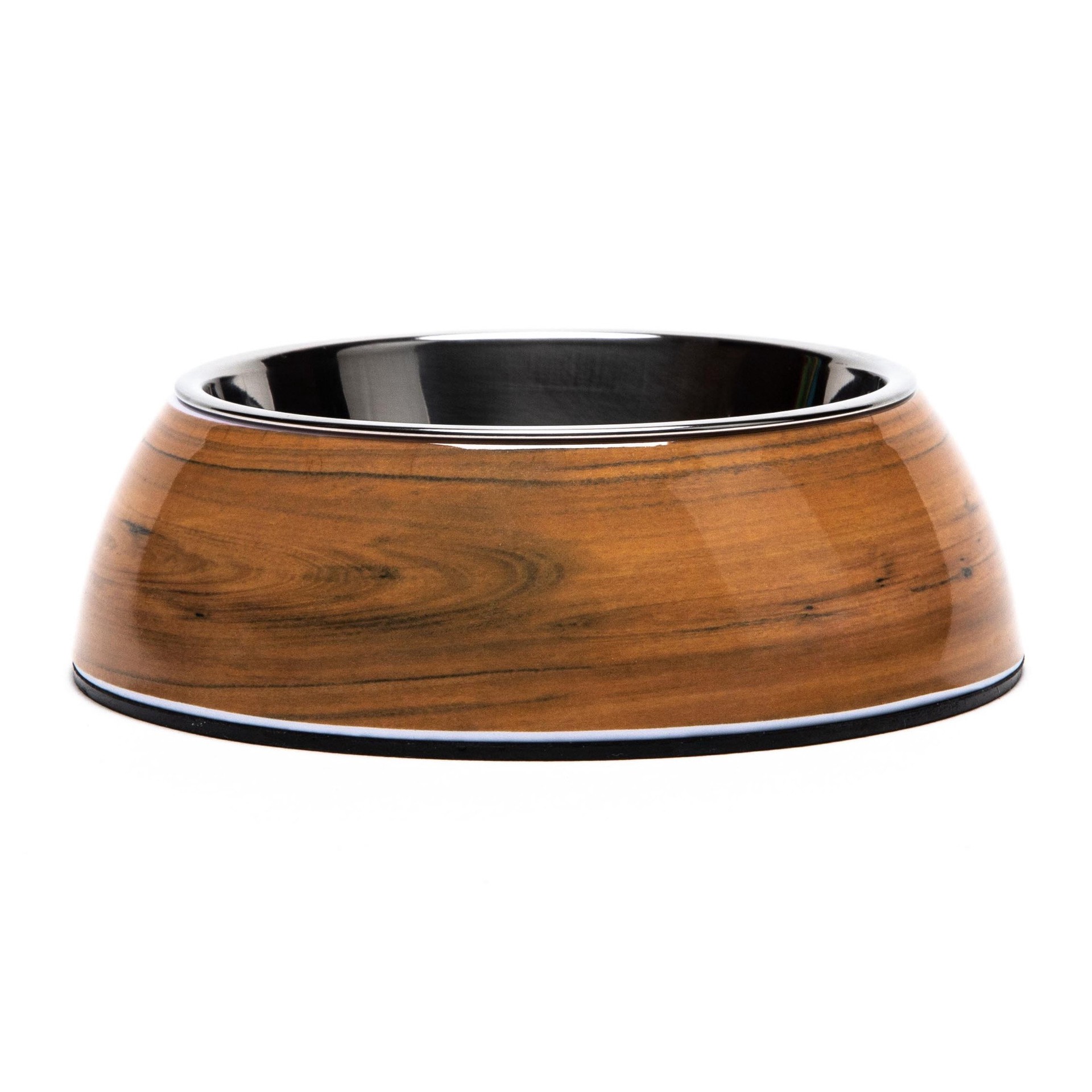 slide 1 of 1, Woof and Whiskers Melamine with Stainless Pet Bowl Wood, 1 ct