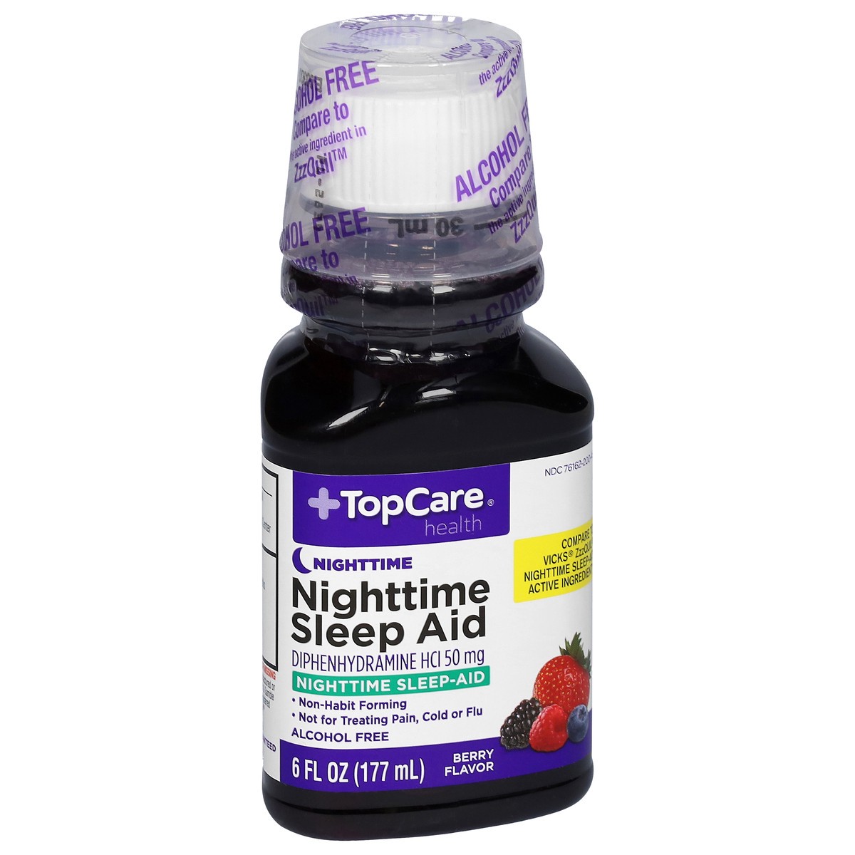 slide 2 of 9, TopCare Health 50 mg Berry Flavor Nighttime Sleep Aid 6 fl oz, 6 fl oz