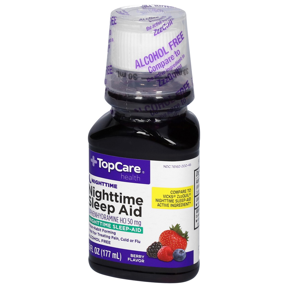 slide 5 of 9, TopCare Health 50 mg Berry Flavor Nighttime Sleep Aid 6 fl oz, 6 fl oz