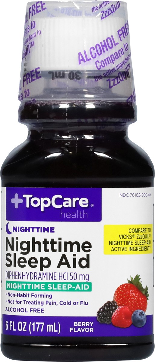 slide 3 of 9, TopCare Health 50 mg Berry Flavor Nighttime Sleep Aid 6 fl oz, 6 fl oz