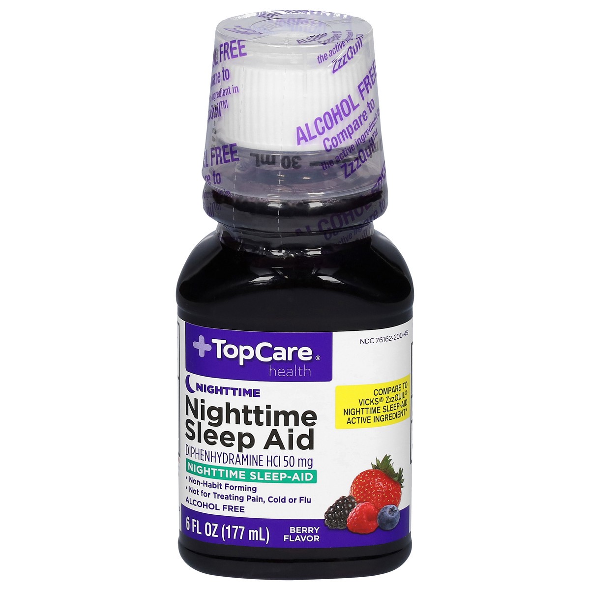 slide 1 of 9, TopCare Health 50 mg Berry Flavor Nighttime Sleep Aid 6 fl oz, 6 fl oz