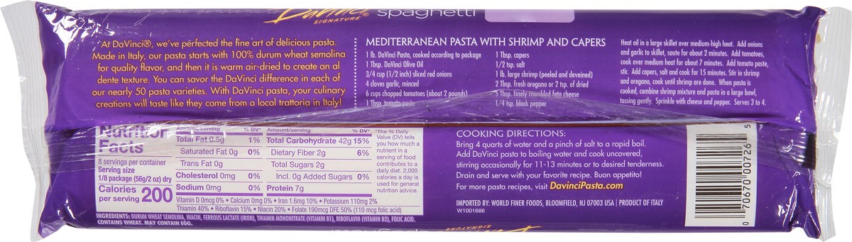 slide 5 of 9, DaVinci Signature Spaghetti 16 oz, 16 oz