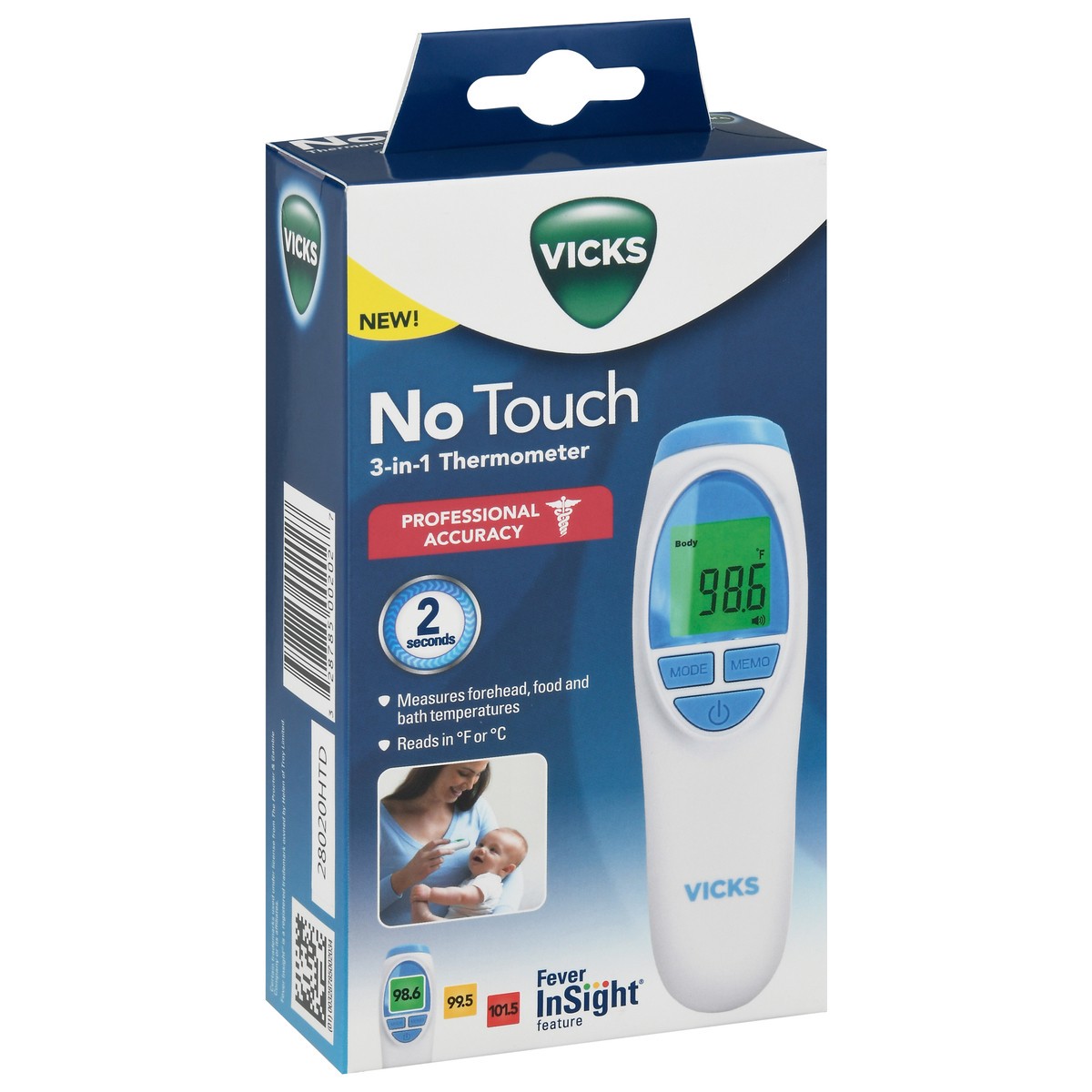 slide 2 of 9, Vicks No Touch 3-in-1 Thermometer 1 ea, 1 ct
