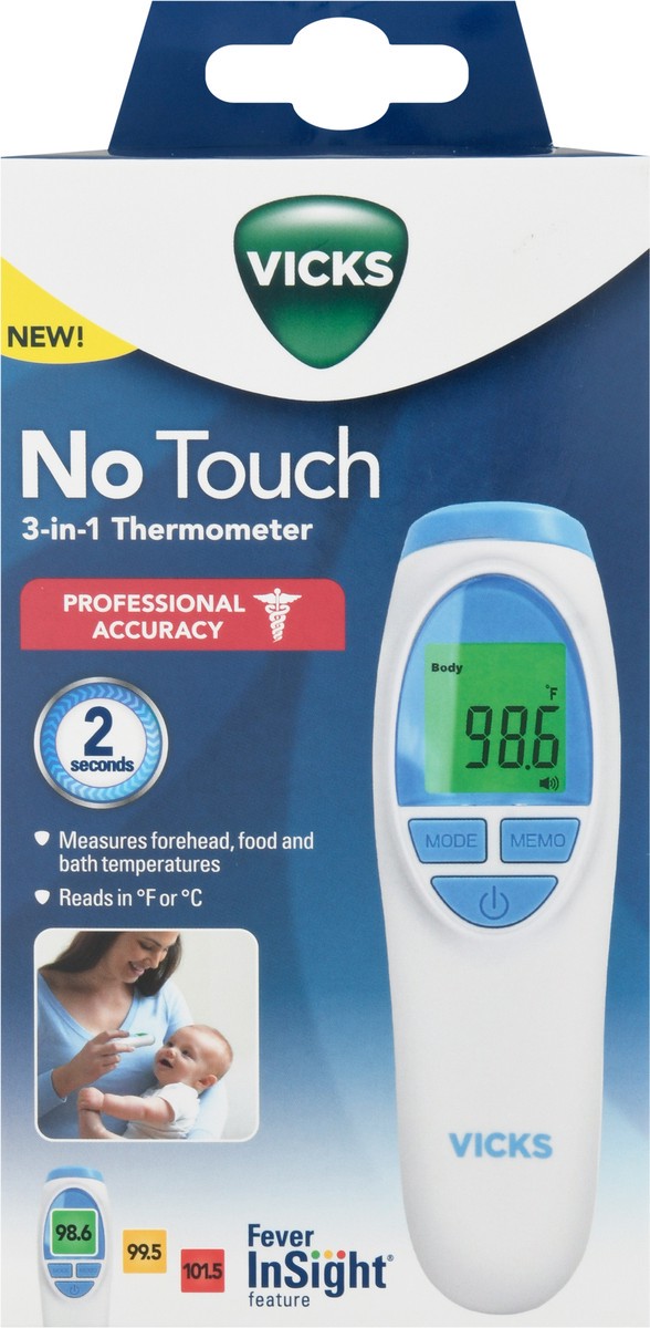 slide 3 of 9, Vicks No Touch 3-in-1 Thermometer 1 ea, 1 ct