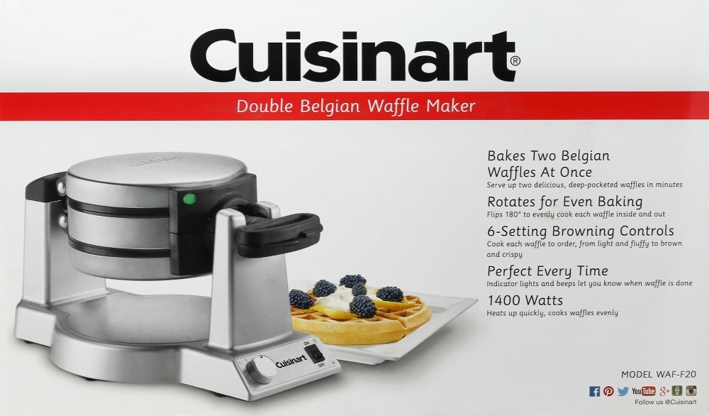 slide 1 of 2, Cuisinart Double Belgian Waffle Maker - Stainless Steel WAF-F20, 1 ct