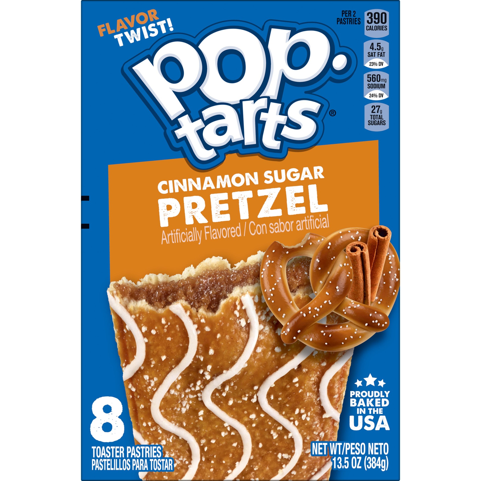 slide 2 of 7, Kellogg's Pop-Tarts Pretzel Toaster Pastries, Breakfast Foods, Cinnamon Sugar Drizzle, 13.5 oz