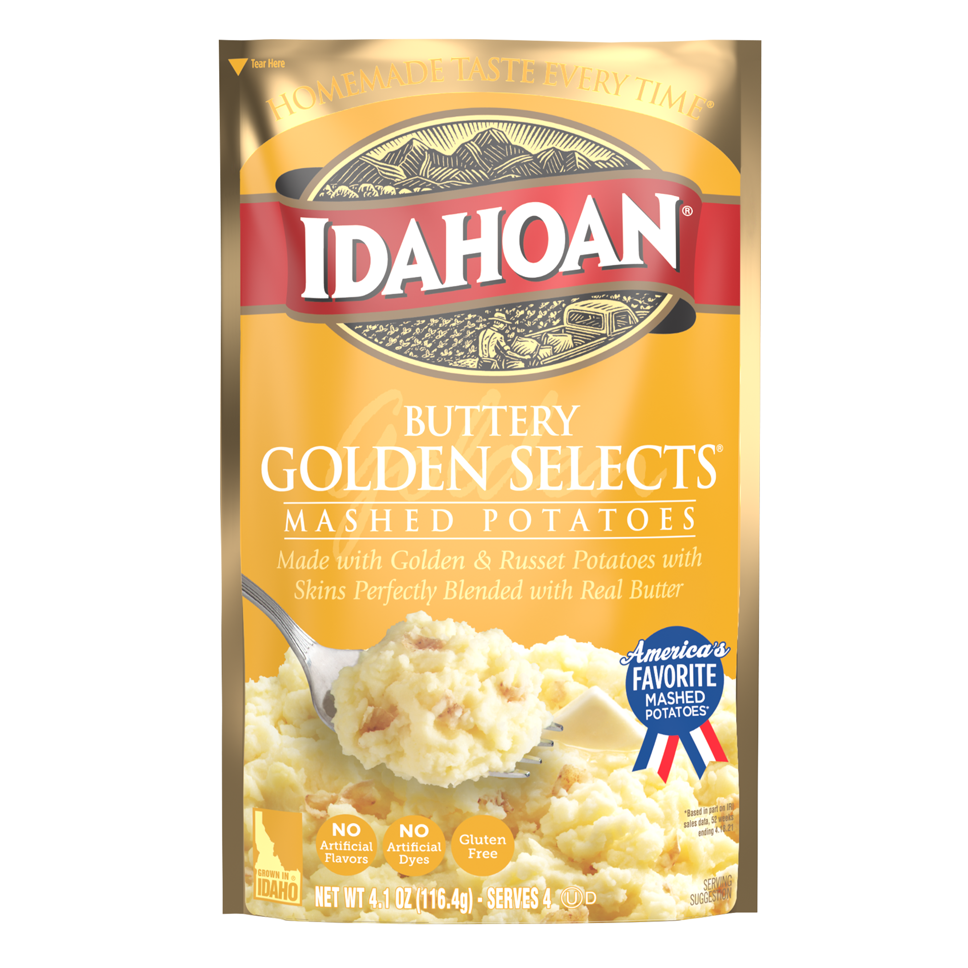slide 2 of 3, Idahoan Buttery Golden Selects Mashed Potatoes, 4.1 oz