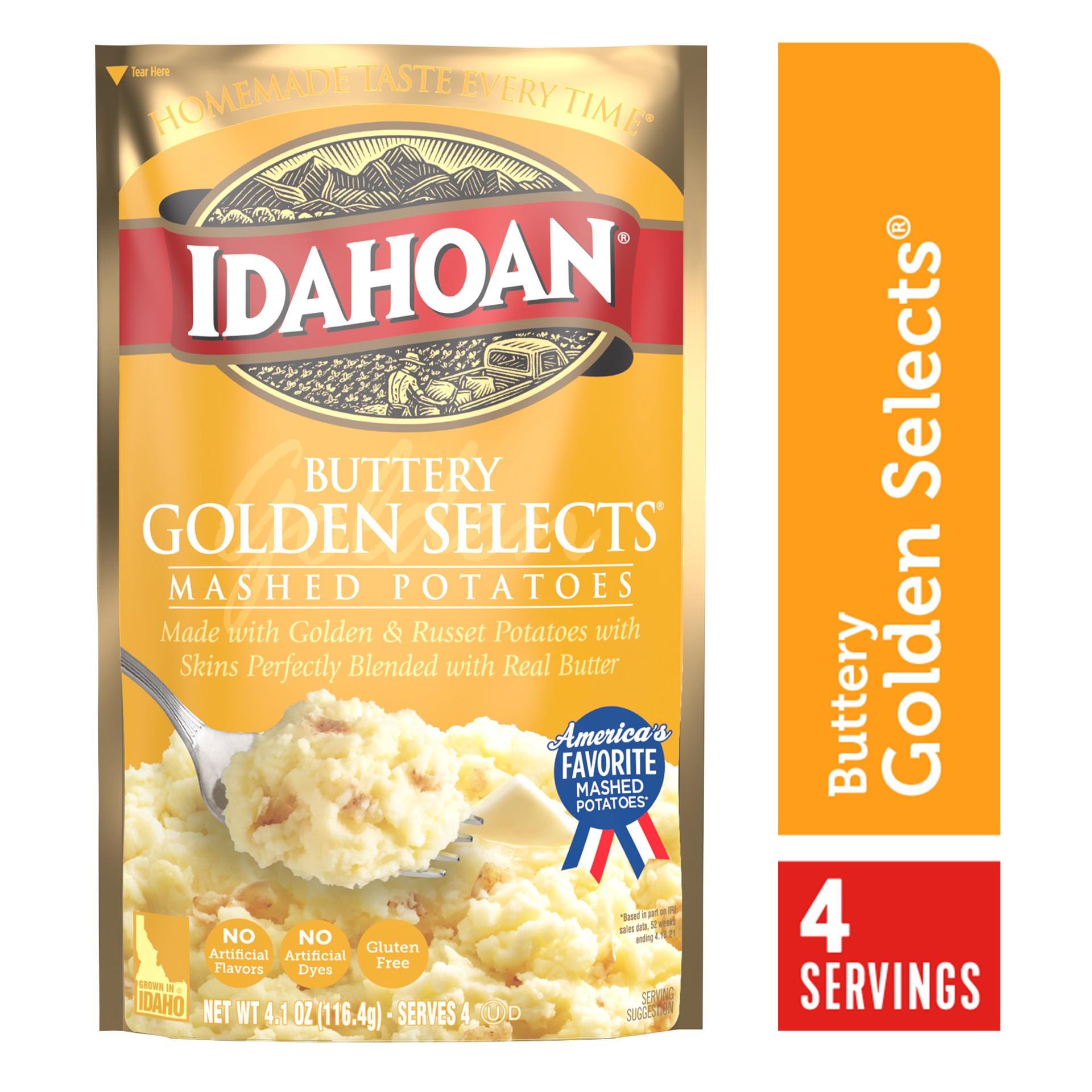 slide 1 of 3, Idahoan Buttery Golden Selects Mashed Potatoes, 4.1 oz