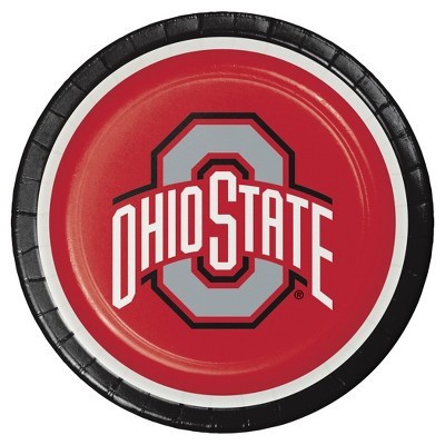 slide 1 of 2, Ohio State Buckeyes University Paper Plates, 8 ct