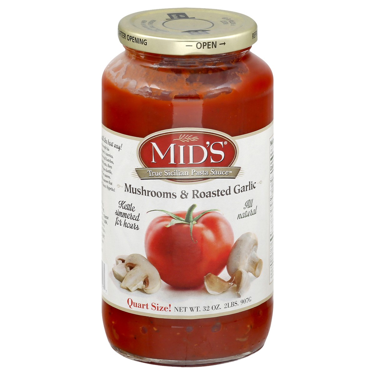 slide 1 of 8, Mid's Pasta Sauce, Mushrooms & Roasted Garlic, 32 oz