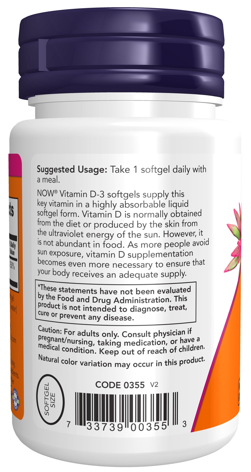 slide 2 of 4, NOW Vitamin D-3 2000 IU - 30 Softgels, 30 ct