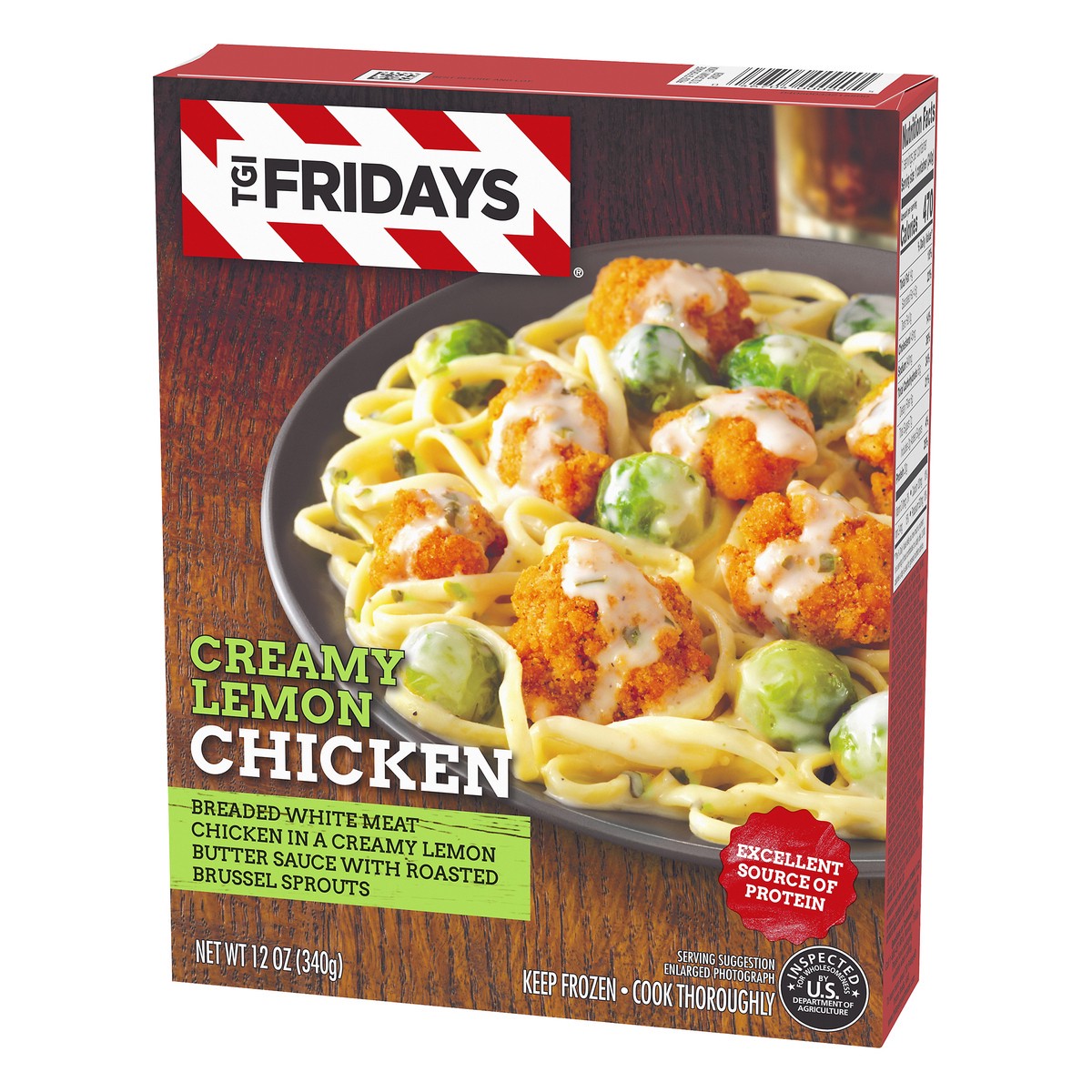 slide 3 of 10, T.G.I. Friday's Creamy Lemon Chicken with Creamy Lemon Butter Sauce & Roasted Brussel Sprouts Frozen Meal, 12 oz Box, 340 g