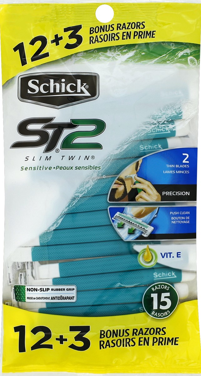 slide 2 of 2, Schick Slim Twin 2 Sensitive Disposable Razors, 12 ct