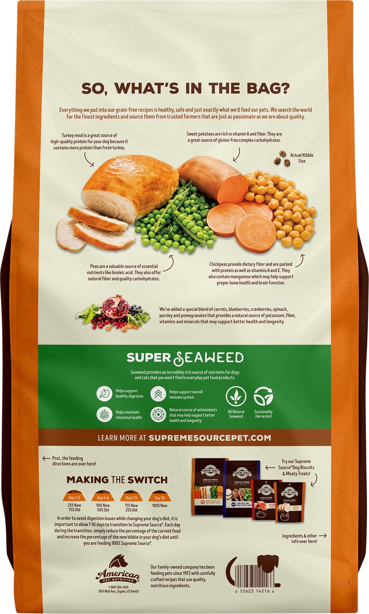 slide 2 of 7, Supreme Source Turkey Meal & Sweet Potato Recipe Dog Food, 22 lb