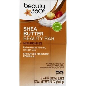 slide 1 of 1, Beauty 360 Nourishing Shea Butter Beauty Bar, 6Ct, 4 oz