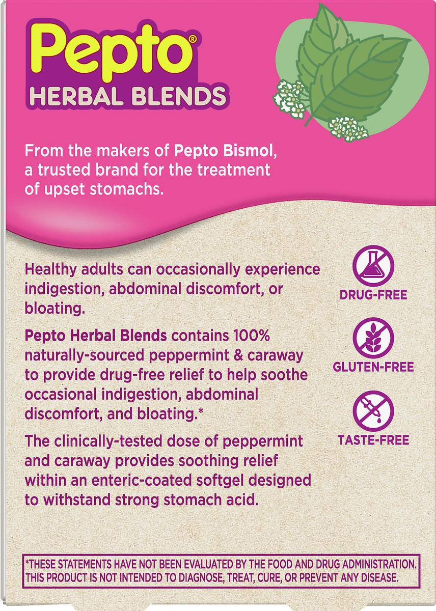 slide 4 of 7, Pepto-Bismol Herbal Blends Softgel Capsules Peppermint & Caraway 14 ea, 14 ct