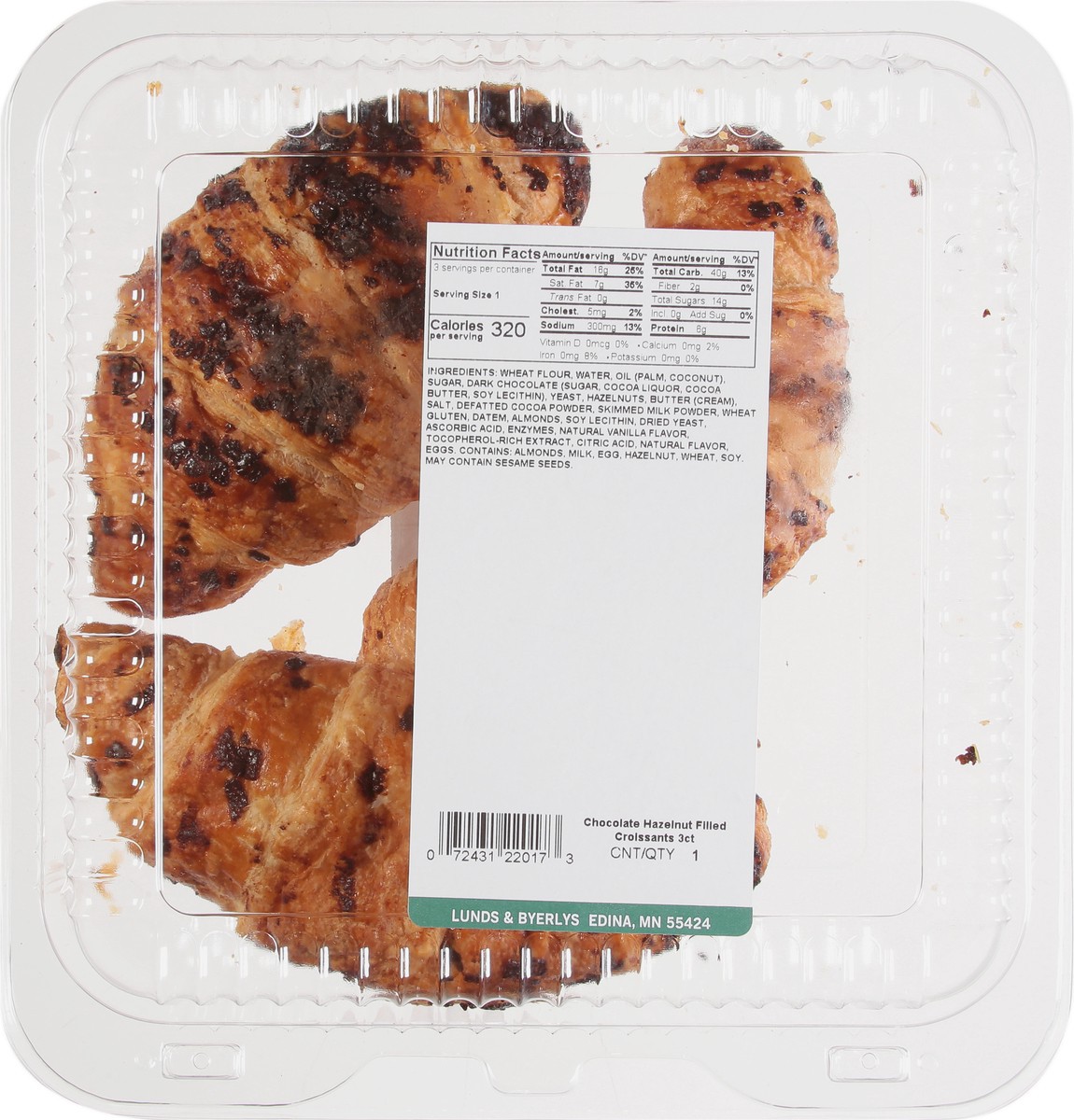 slide 2 of 14, Lunds & Byerlys Chocolate Hazelnut Filled Croissants 3 ea, 3 ct