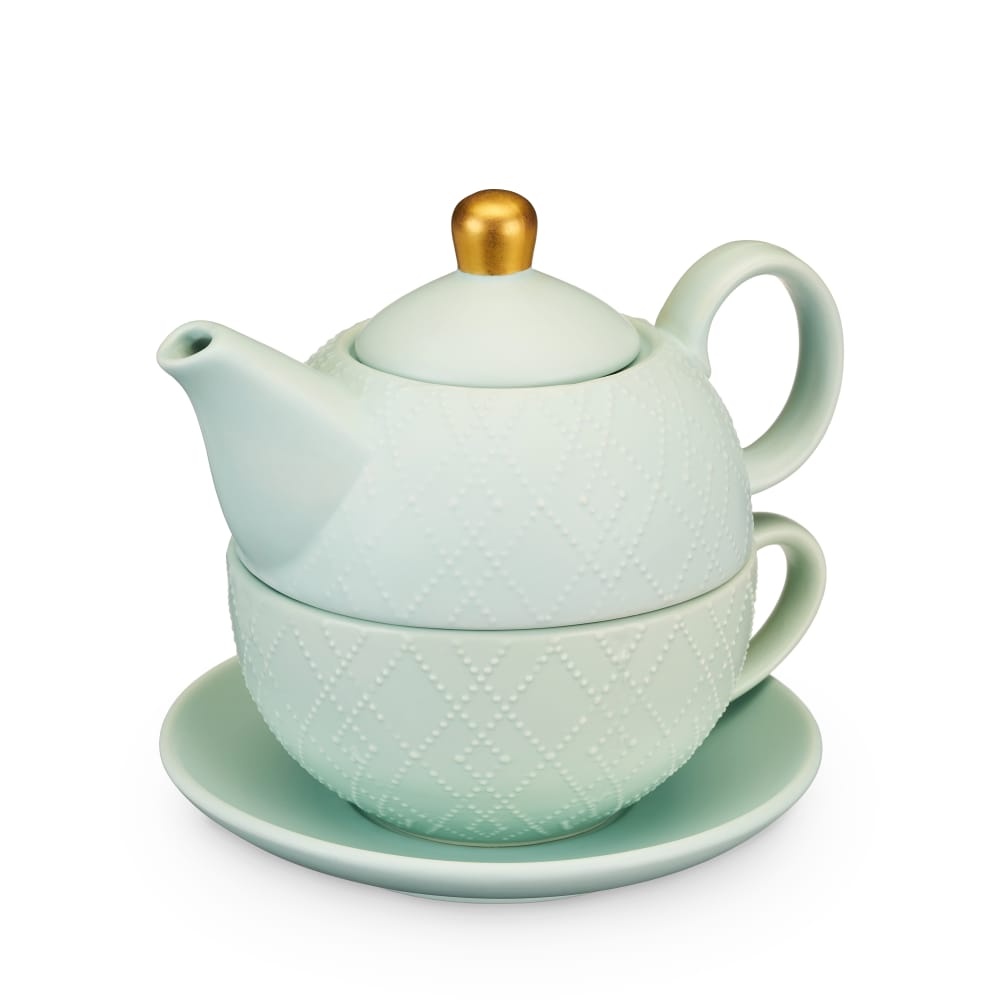 slide 1 of 1, true Fabrications Addison Souk Tea For One Teapot And Cup Set - Mint, 1 ct