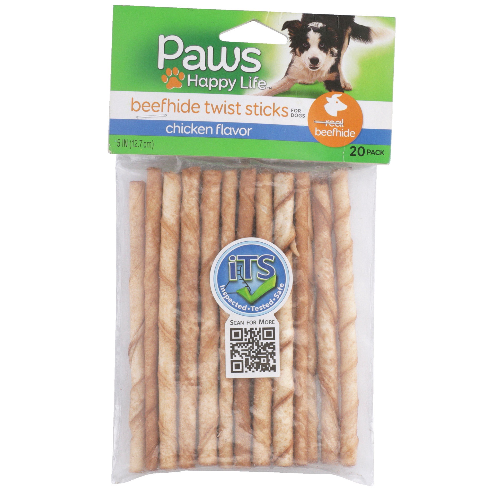 slide 1 of 6, Paws Happy Life Beefhide Twist Sticks - Chicken Flavor, 20 ct