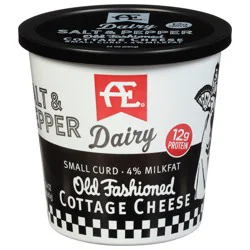 AE Dairy 4% Milk Fat Small Curd Old Fashioned Salt & Pepper Cottage Cheese 24 oz