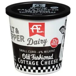 AE Dairy 4% Milk Fat Small Curd Old Fashioned Salt & Pepper Cottage Cheese 24 oz