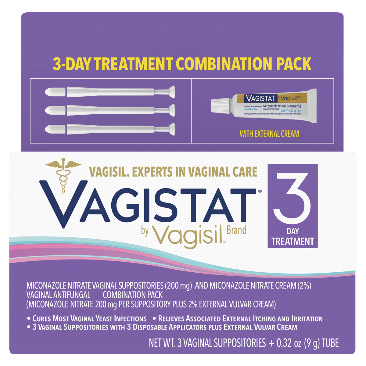 slide 1 of 1, Vagisil Vagistat Combination Pack 3 Day Treatment Vaginal Suppositories and Tube 4 ct 1 ea, 1 ct