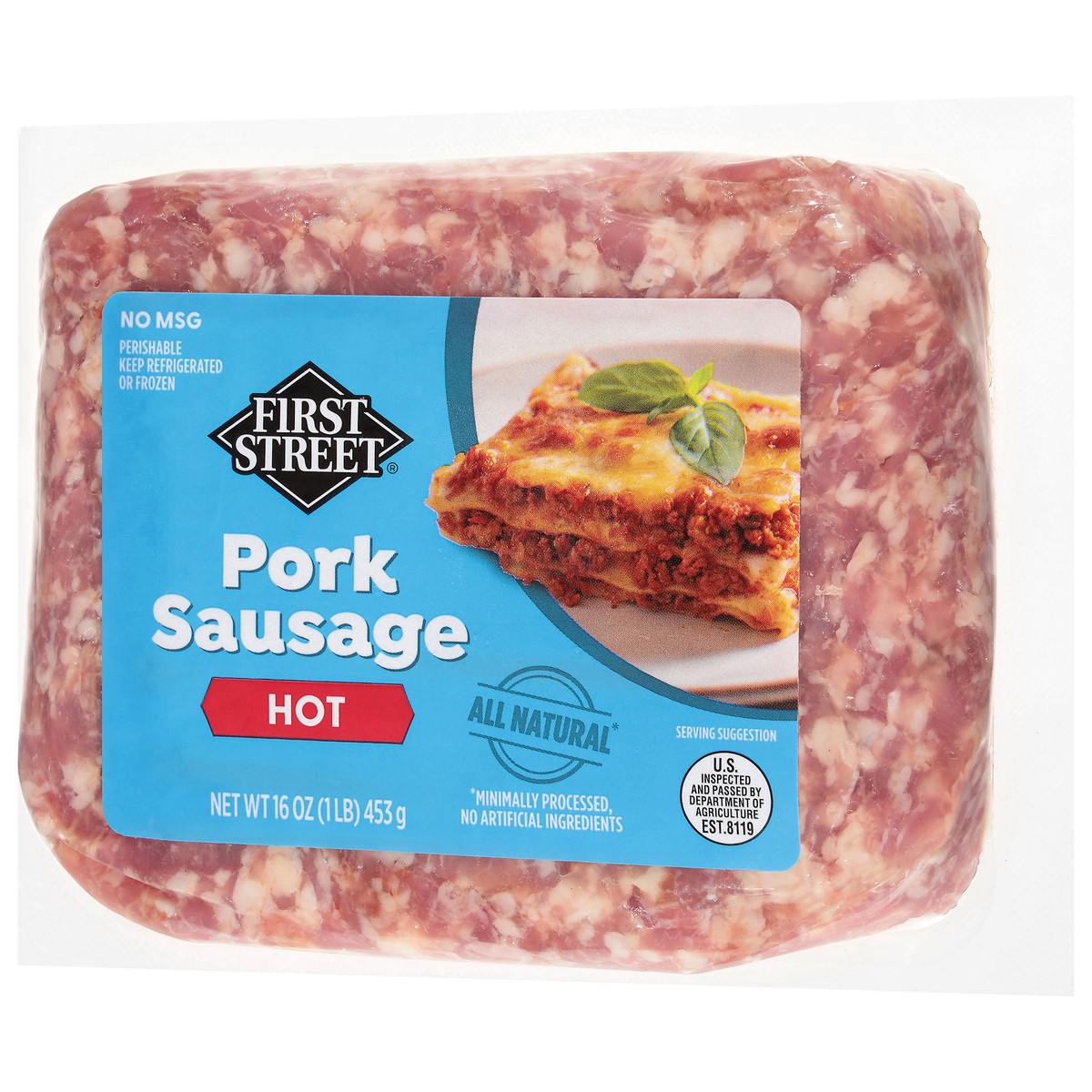 slide 4 of 4, First Street Fs Hot Sausage, 16 oz