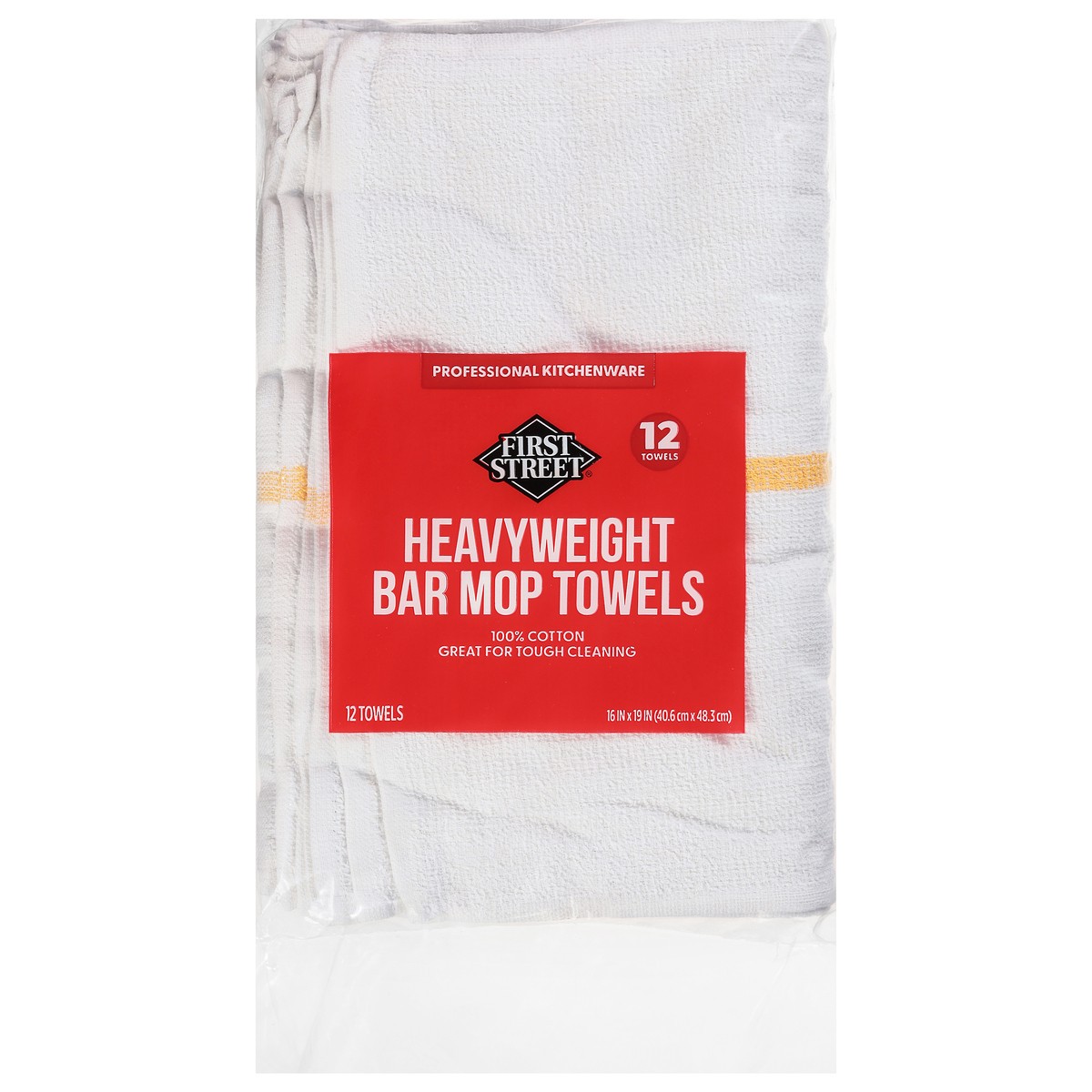 slide 4 of 4, First Street Gold Sriped Bar Mop Towels, 12 ct