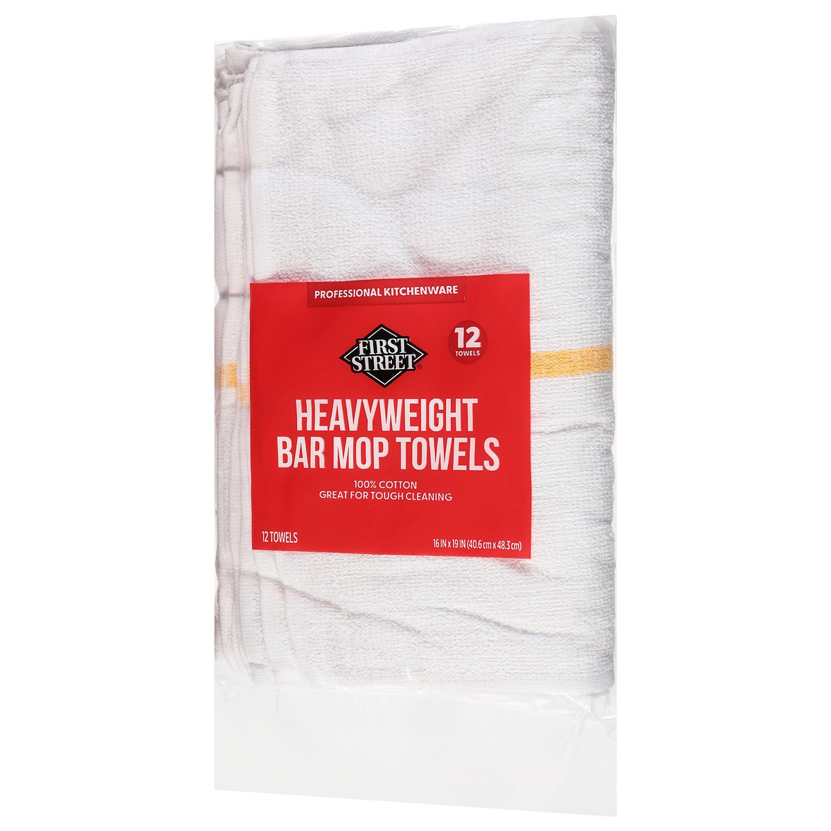 slide 2 of 4, First Street Gold Sriped Bar Mop Towels, 12 ct