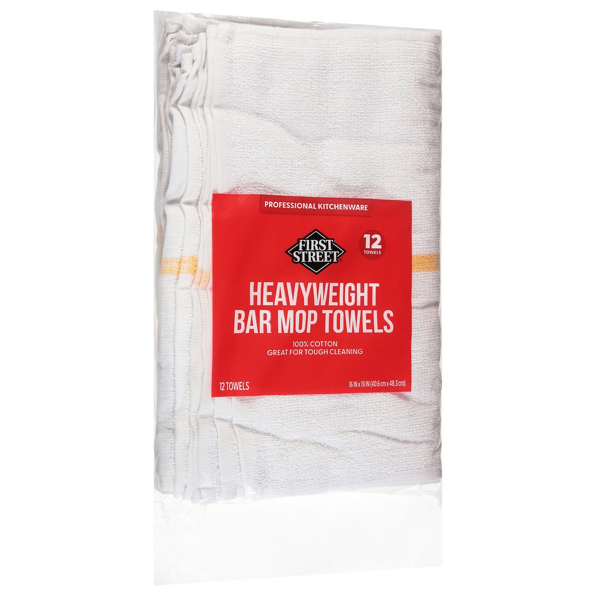 slide 3 of 4, First Street Gold Sriped Bar Mop Towels, 12 ct