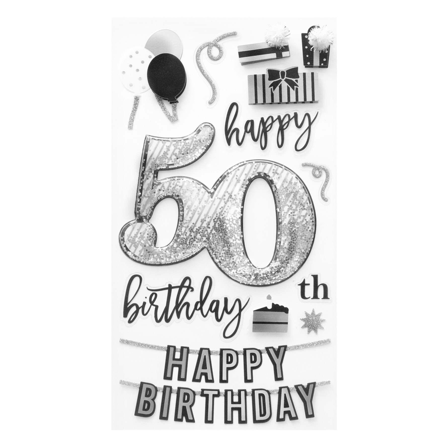 slide 2 of 3, 50th Birthday Dimensional Stickers By Recollections, 3.875 in x 7 in
