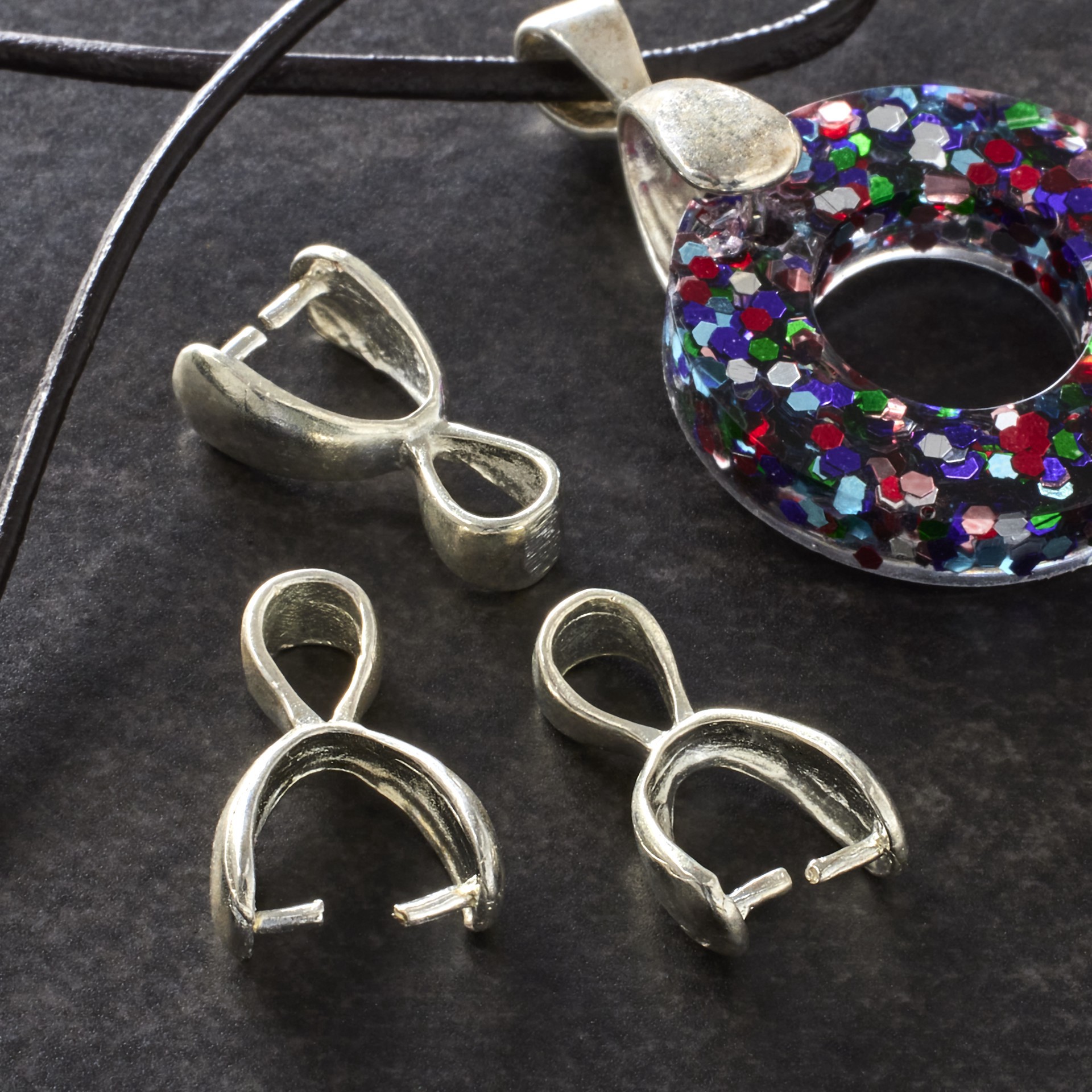 slide 2 of 2, 15mm Simple Pinch Bails, 4ct. By Bead Landing, 15mm