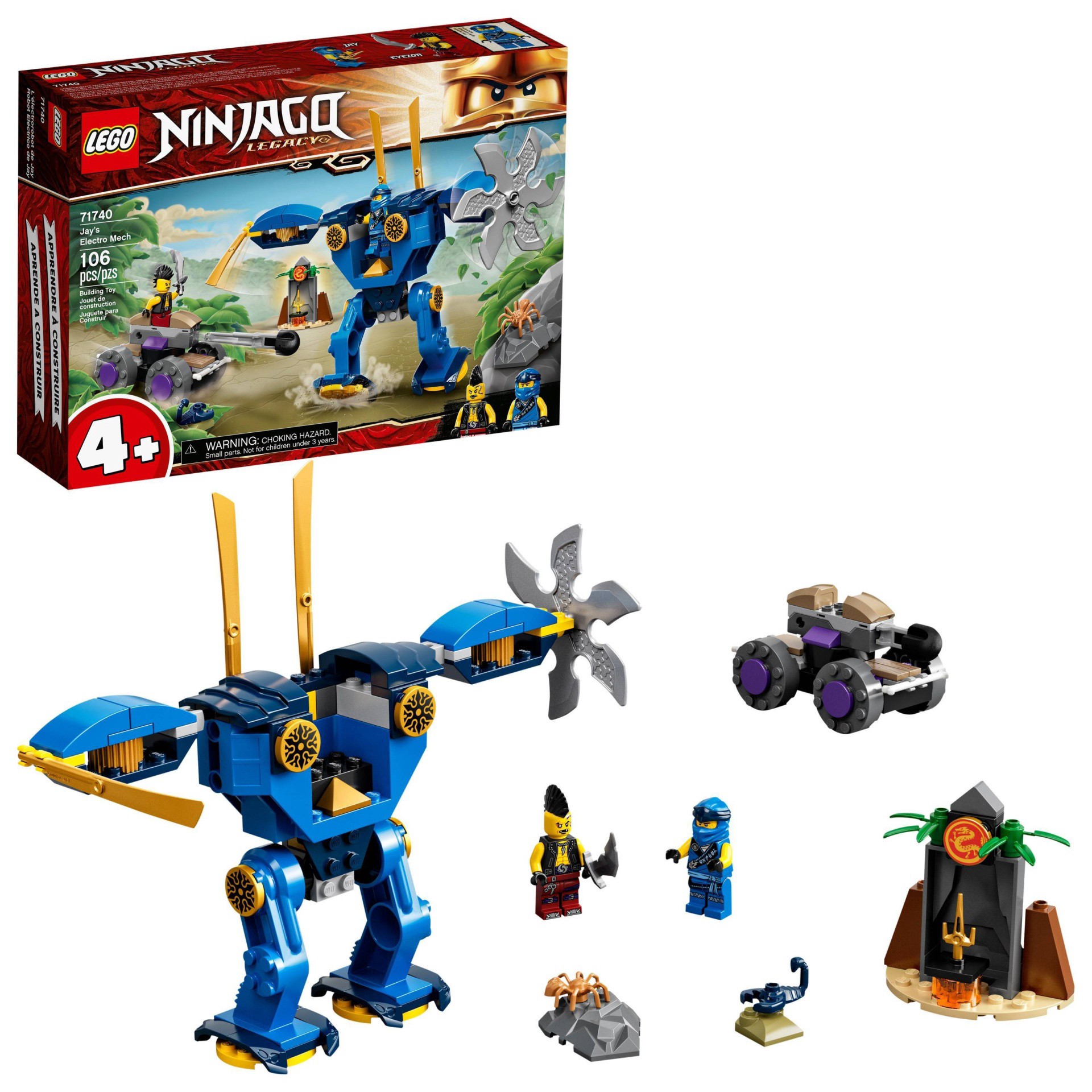 slide 1 of 7, LEGO NINJAGO Legacy Jay's Electro Mech Building Toy 71740, 106 ct