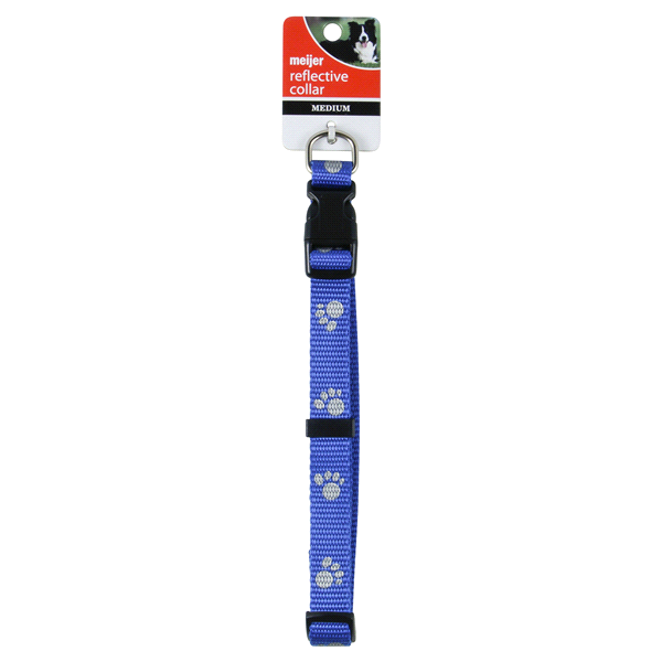 slide 1 of 2, Meijer Adjustable Dog Collar, Reflective, Blue, Medium, MED